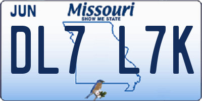 MO license plate DL7L7K