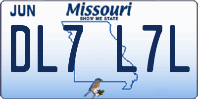MO license plate DL7L7L