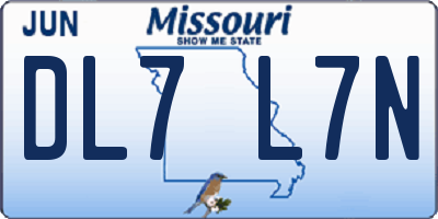MO license plate DL7L7N