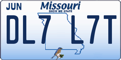 MO license plate DL7L7T