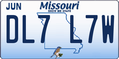 MO license plate DL7L7W