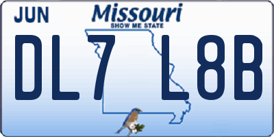 MO license plate DL7L8B