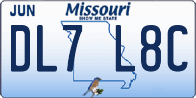MO license plate DL7L8C