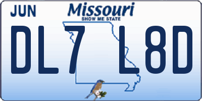 MO license plate DL7L8D
