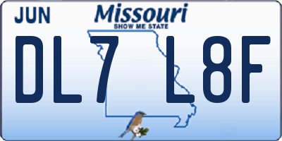 MO license plate DL7L8F