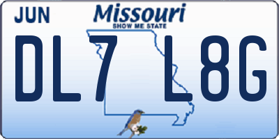 MO license plate DL7L8G