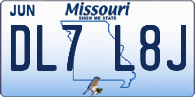MO license plate DL7L8J