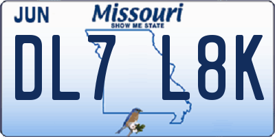 MO license plate DL7L8K