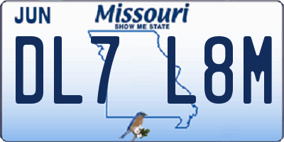 MO license plate DL7L8M