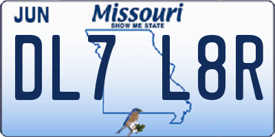 MO license plate DL7L8R