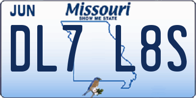 MO license plate DL7L8S