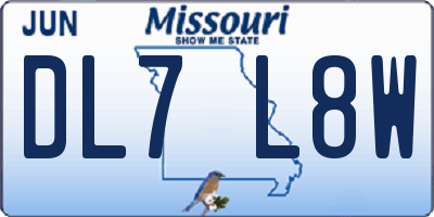 MO license plate DL7L8W