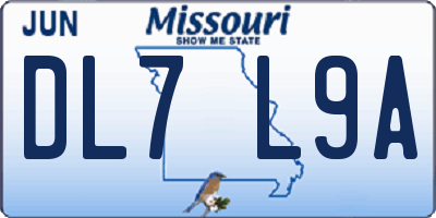 MO license plate DL7L9A
