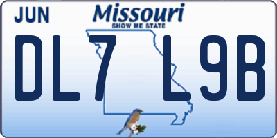 MO license plate DL7L9B