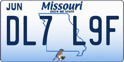 MO license plate DL7L9F