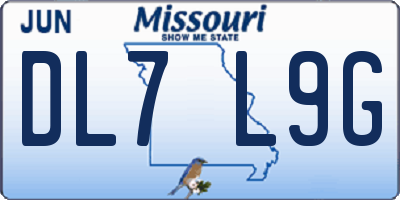 MO license plate DL7L9G