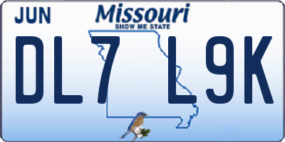 MO license plate DL7L9K