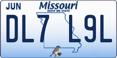 MO license plate DL7L9L