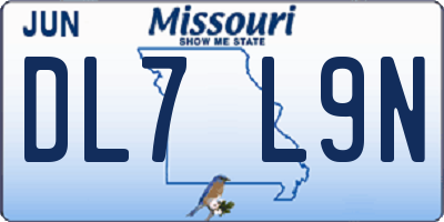 MO license plate DL7L9N