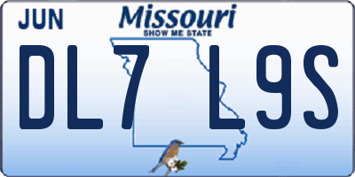 MO license plate DL7L9S