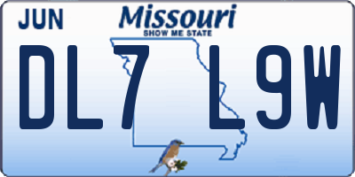 MO license plate DL7L9W