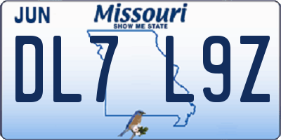 MO license plate DL7L9Z