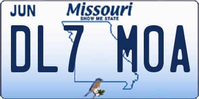 MO license plate DL7M0A