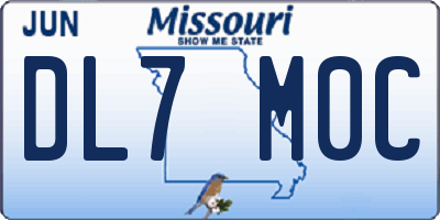 MO license plate DL7M0C