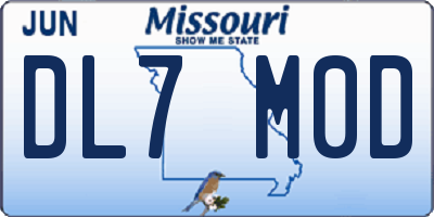 MO license plate DL7M0D