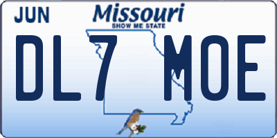 MO license plate DL7M0E