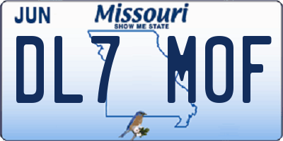 MO license plate DL7M0F