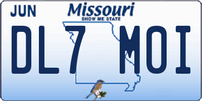 MO license plate DL7M0I