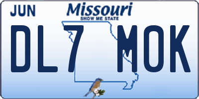 MO license plate DL7M0K
