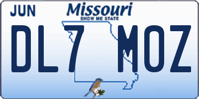 MO license plate DL7M0Z