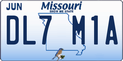 MO license plate DL7M1A