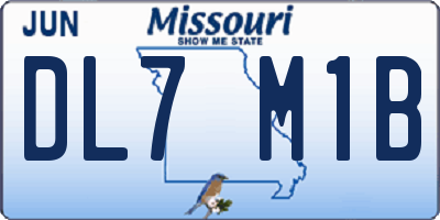 MO license plate DL7M1B