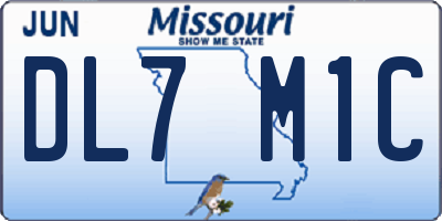 MO license plate DL7M1C