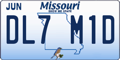 MO license plate DL7M1D