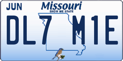 MO license plate DL7M1E