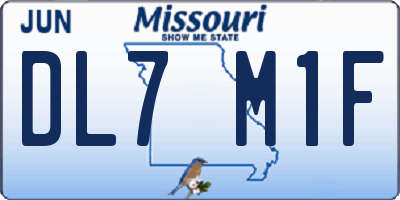 MO license plate DL7M1F