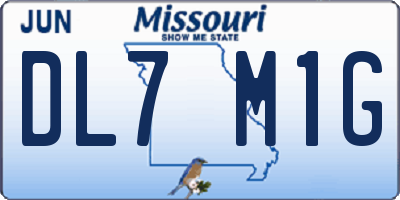 MO license plate DL7M1G