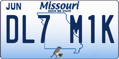 MO license plate DL7M1K