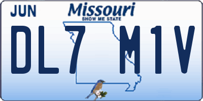 MO license plate DL7M1V