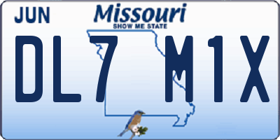 MO license plate DL7M1X