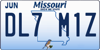MO license plate DL7M1Z