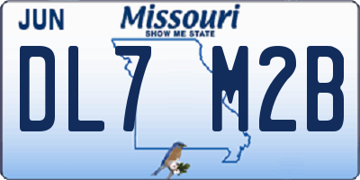 MO license plate DL7M2B