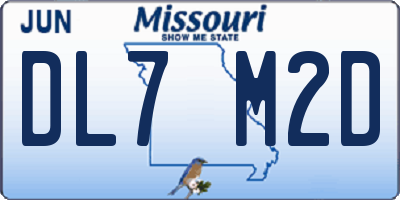 MO license plate DL7M2D