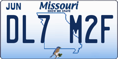 MO license plate DL7M2F