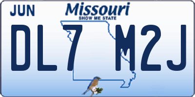 MO license plate DL7M2J
