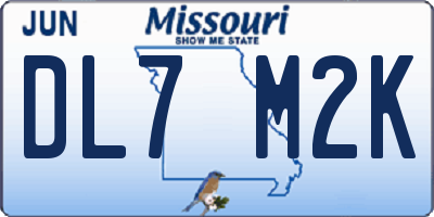 MO license plate DL7M2K